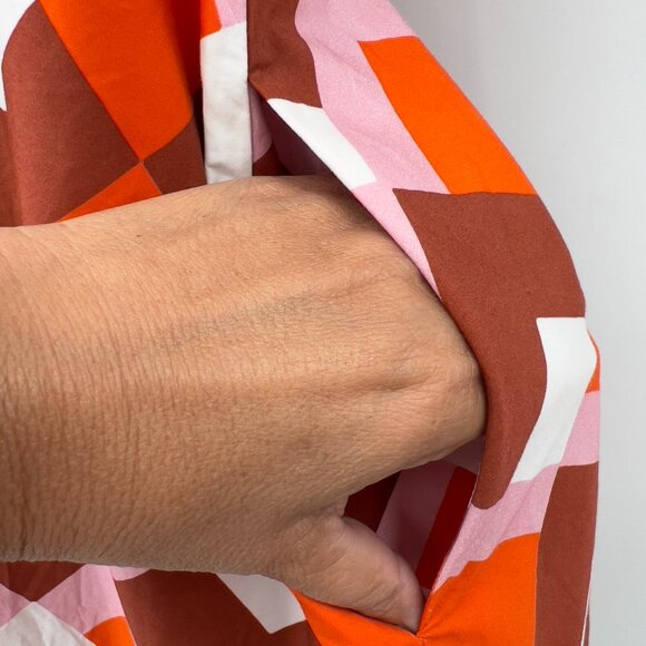 Silvia Tcherassi Roopal Geometric Rouge Puff Sleeve Midi Designer Dress Size S - Picture 9 of 12